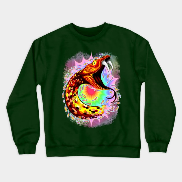 Snake Attack Psychedelic Art Crewneck Sweatshirt by BluedarkArt